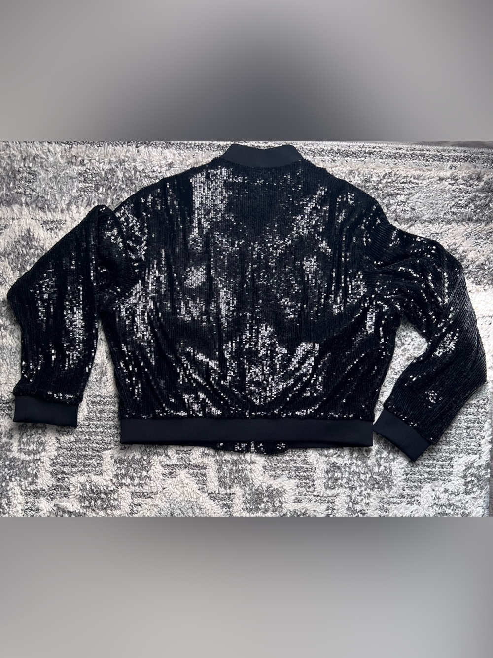 Express Black Sequin bomber Jacket - Picture 6 of 6